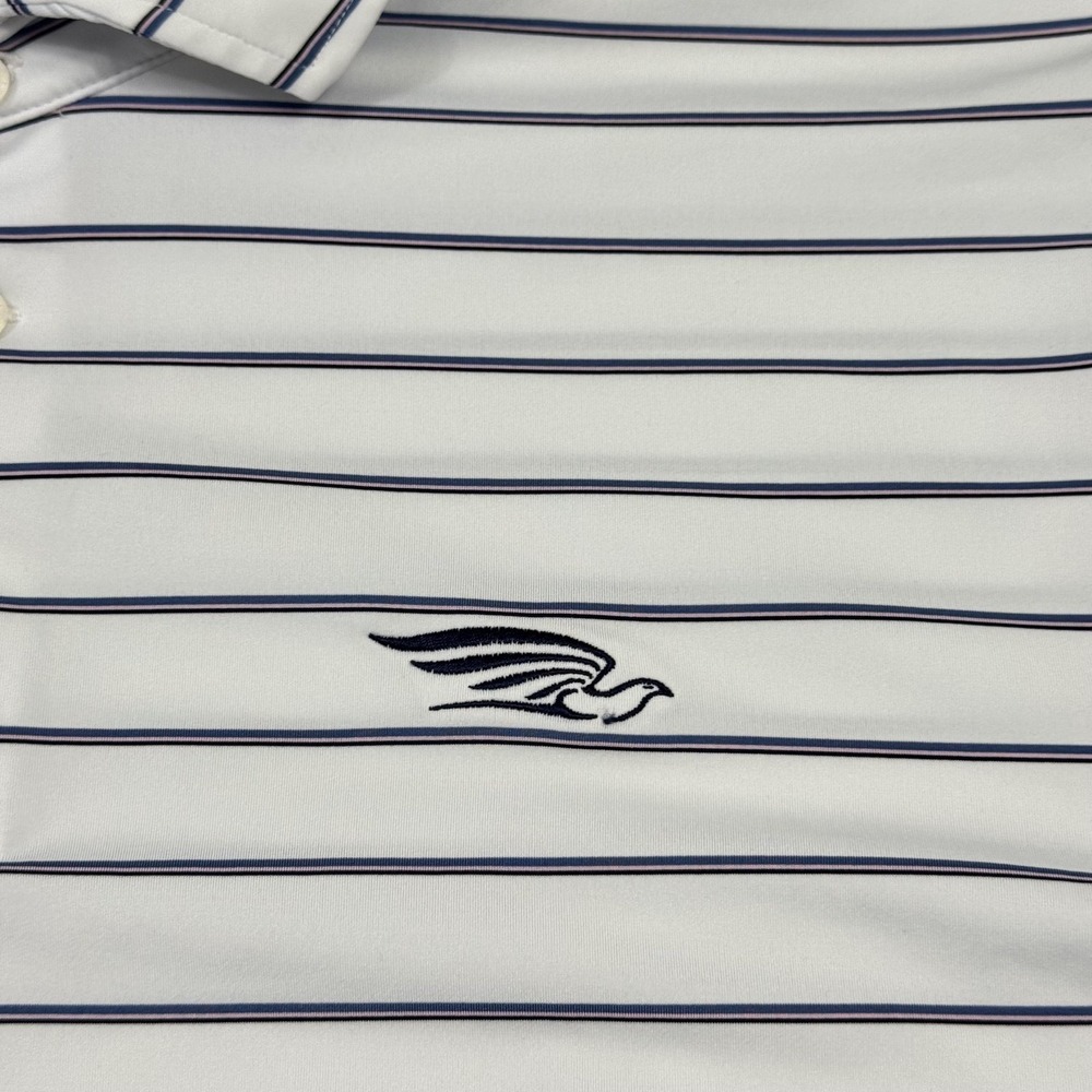 RLX Ralph Lauren Polo Shirt Mens Large White Striped‎ Golf Stretch Performance - Picture 5 of 13